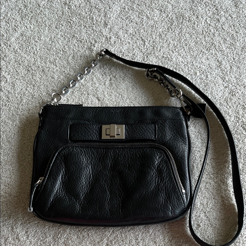 Calvin Klein Leather Crossbody Bag with Silver Hardware